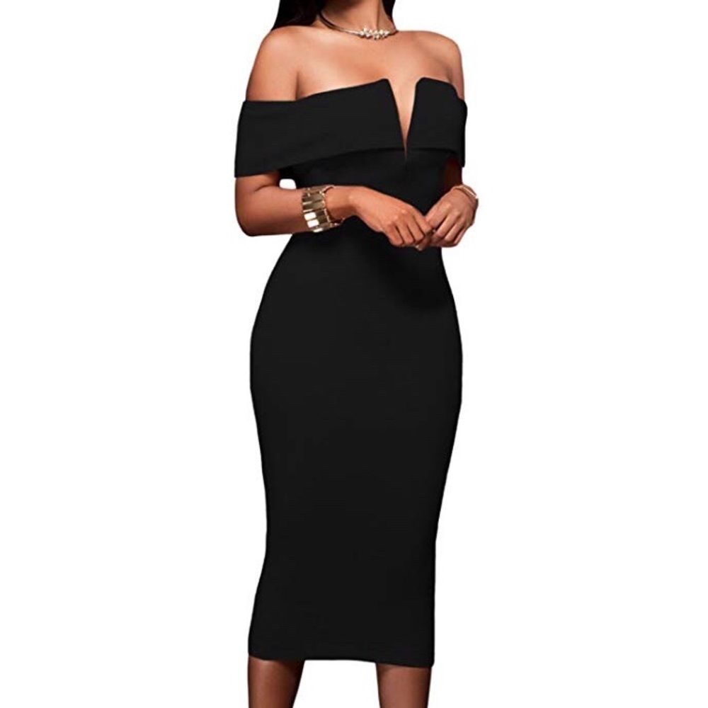 Sexy black midi dress